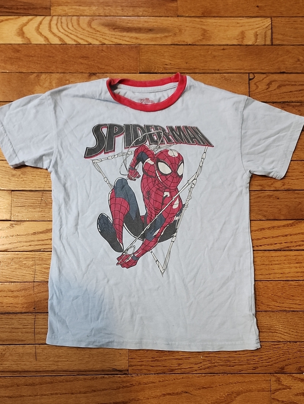 Marvel Spider-Man Kids Graphic Tee - Light gray with Red Trim; Size:8